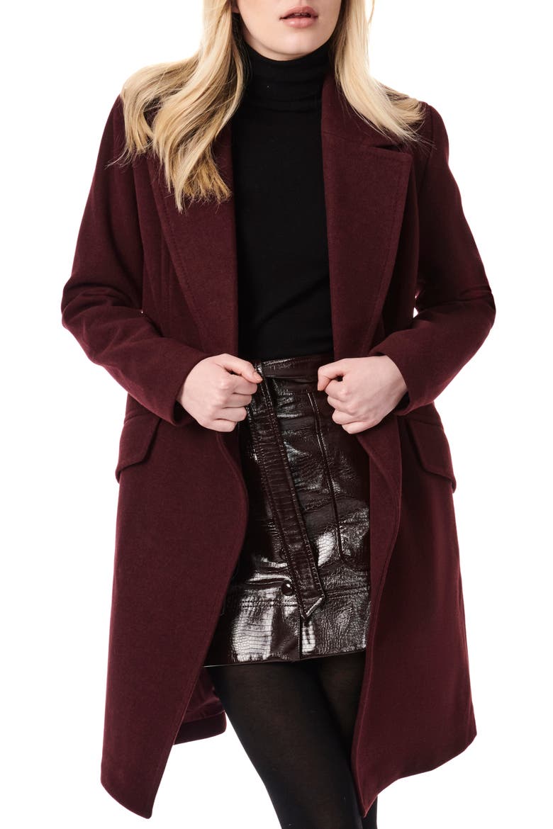 Double Breasted Coat, Alternate, color, BERRY WINE