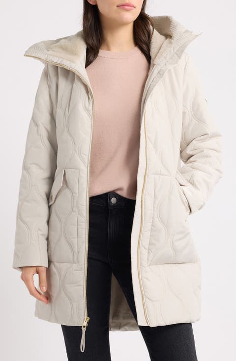 Quilted Zip Front Jacket with Faux Fur Lining