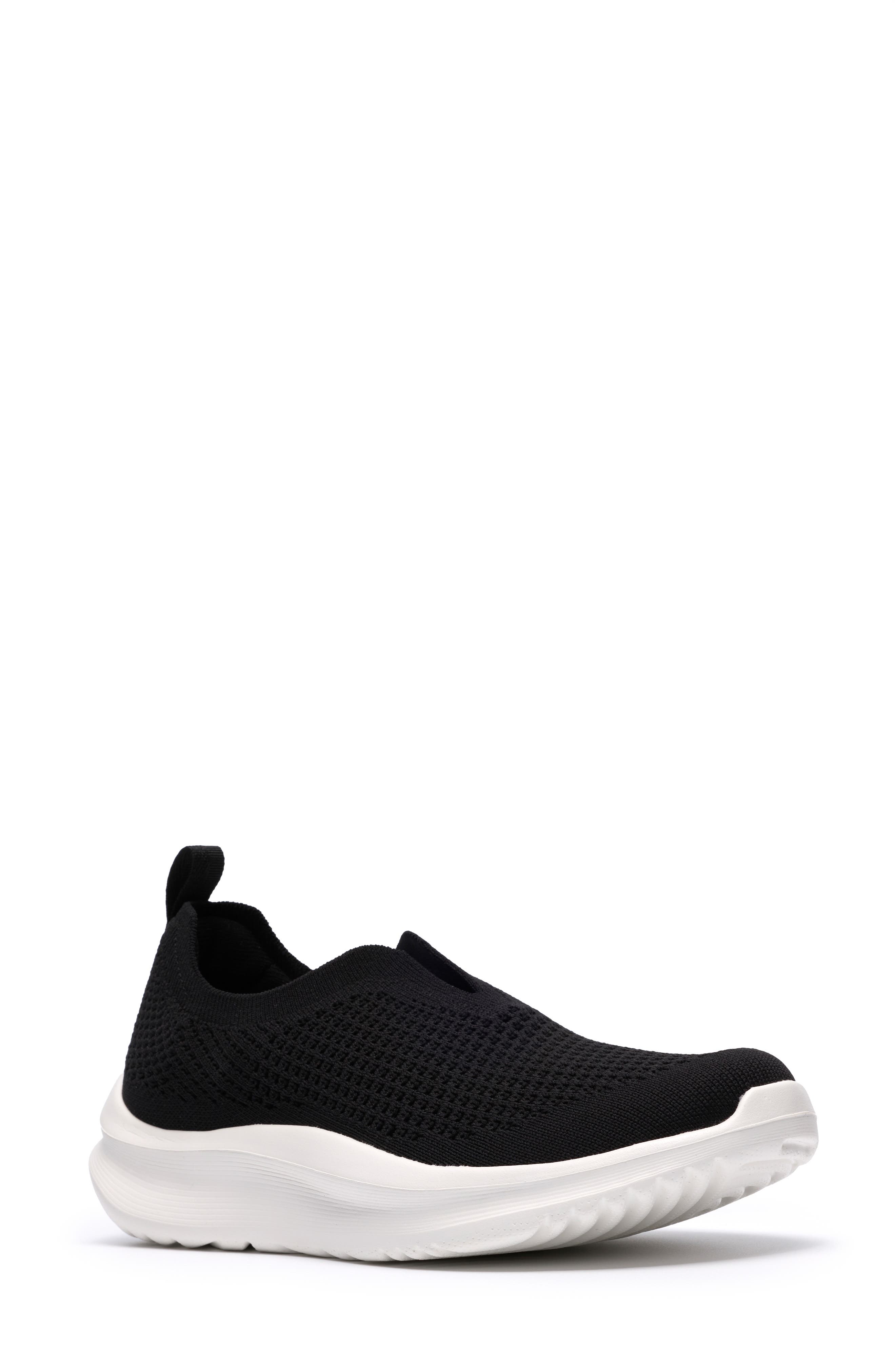 Clarks<sup>®</sup> Solevana Knit Slip-On Sneaker, Main, color, Black