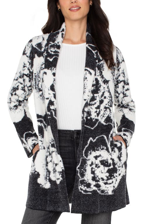 Liverpool Los Angeles Coatigan Floral Open Front Cardigan Sweater In Black