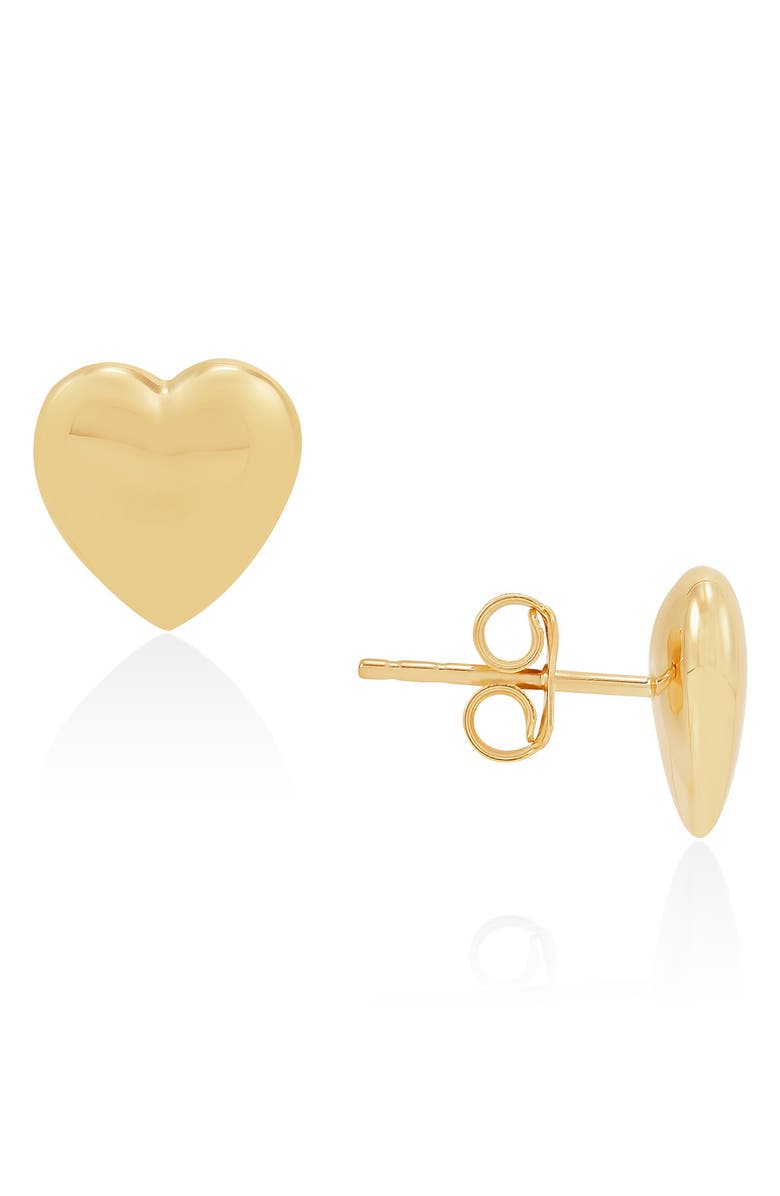 Frankie & Zoe Puffed Heart Stud Earrings, Alternate, color, Yellow Gold