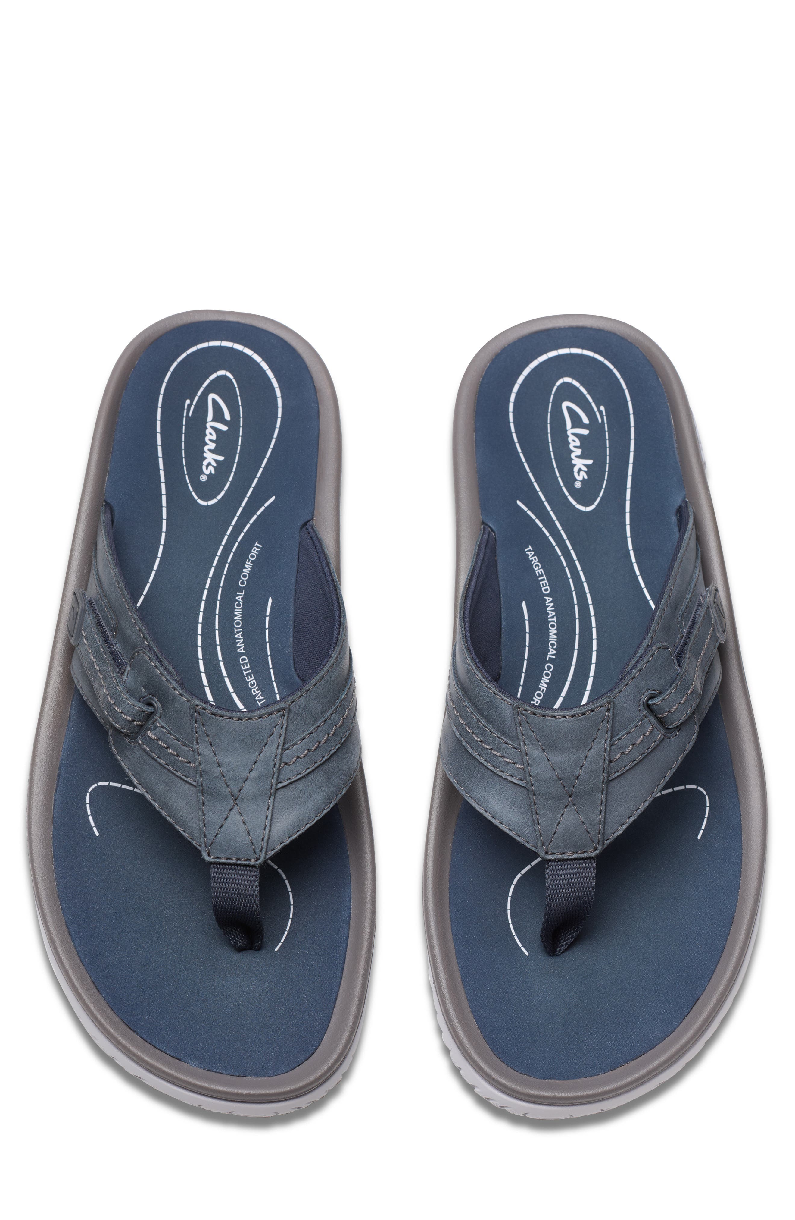 Clarks<sup>®</sup> Wesley Sun Flip Flop, Alternate, color, Navy Leather