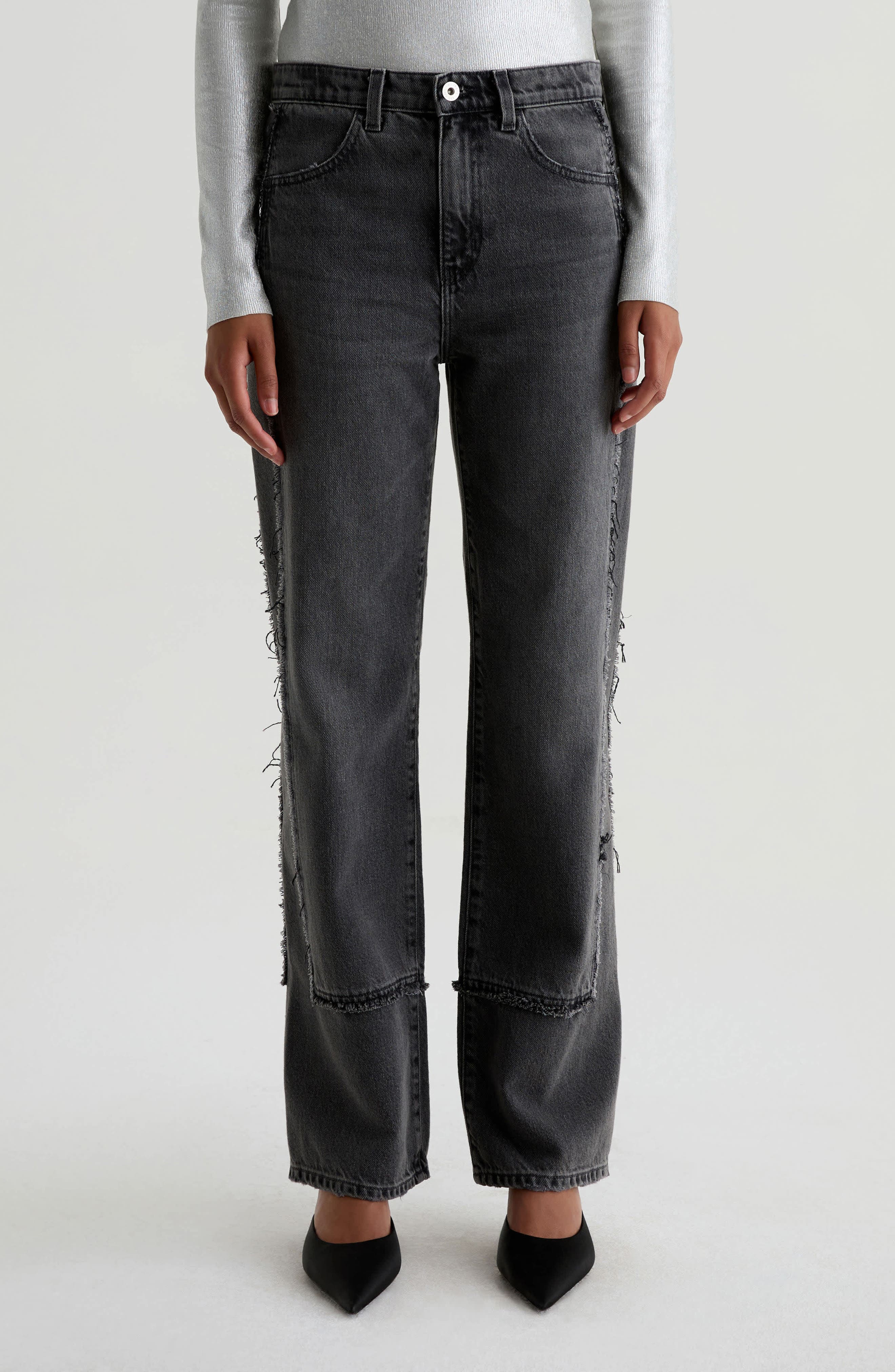 AG Brinley Fray Edge High Waist Straight Leg Jeans