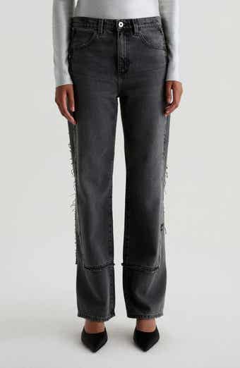 Brinley Fray Edge High Waist Straight Leg Jeans