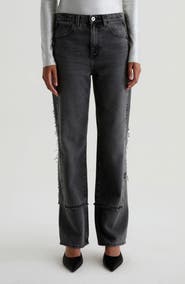 AG Brinley Fray Edge High Waist Straight Leg Jeans