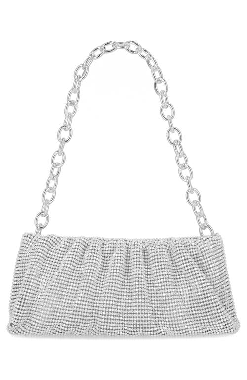 Jessica Mcclintock Nixie Crystal Mesh Clutch In Silver