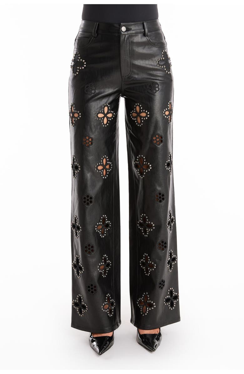 The Noli Shop Kaia Pearl High Rise Jean Petite, Main, color, Black Leather