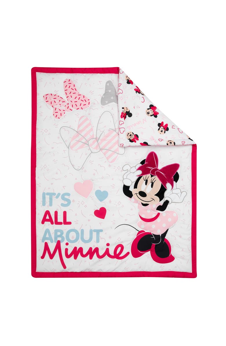 Lambs & Ivy Disney Baby Minnie Mouse Love 3-Piece Nursery Crib Bedding Set, Alternate, color, Pink