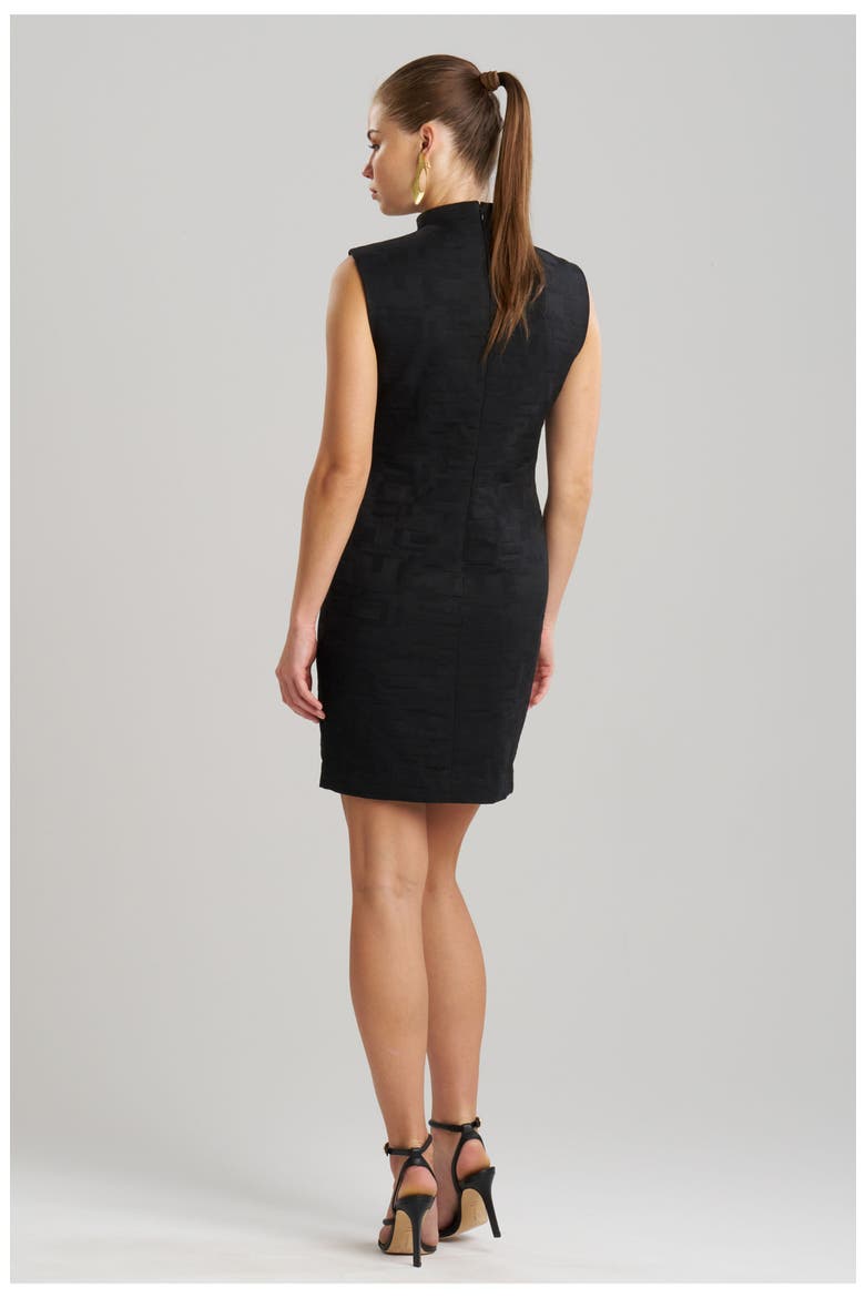 Geo Texture Jacquard Sheath Dress, Alternate, color, Black