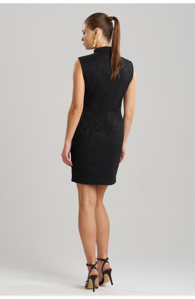 Natori Geo Texture Jacquard Sheath Dress, Alternate, color, Black