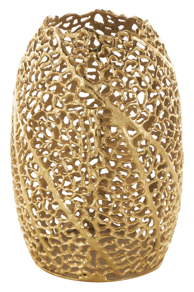 Textured Metal Vase, Main, color, GOLD