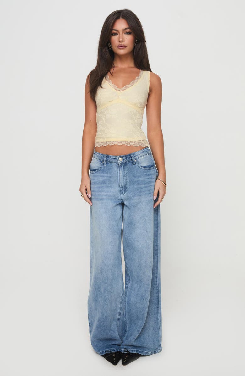 Princess Polly Far Away Lace Overlay Crop Tank, Alternate, color, Yellow