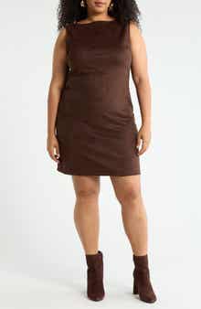 Renee C Faux Suede Shift Dress