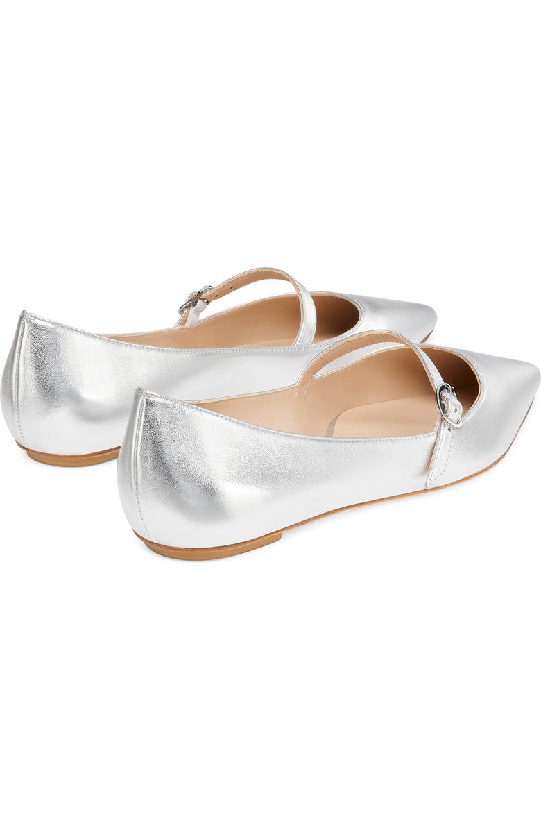 Stuart Weitzman Emilia Mary Jane Flat, Alternate, color, Silver