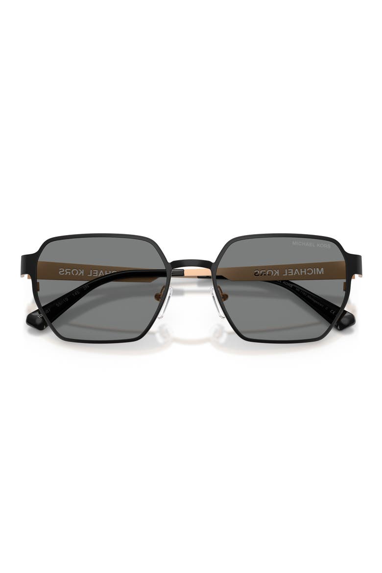 Madagascar 55mm Irregular Sunglasses, Alternate, color, BLACK MATTE / DARK GREY MONO