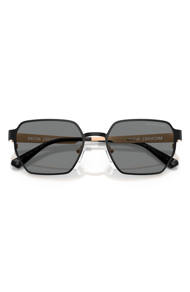 Michael Kors Madagascar 55mm Irregular Sunglasses, Alternate, color, Black Matte / Dark Grey Mono