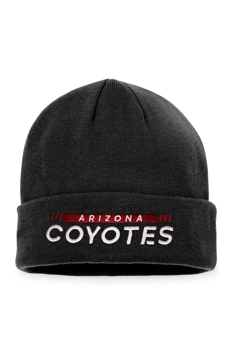 FANATICS Men's Fanatics Branded Black Arizona Coyotes Authentic Pro Rink Cuffed Knit Hat, Main, color, Black
