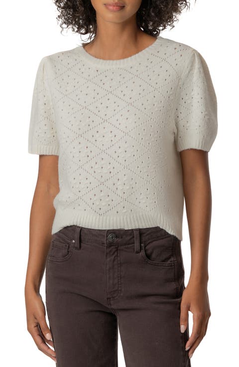 Faith Pointelle Short Sleeve Sweater