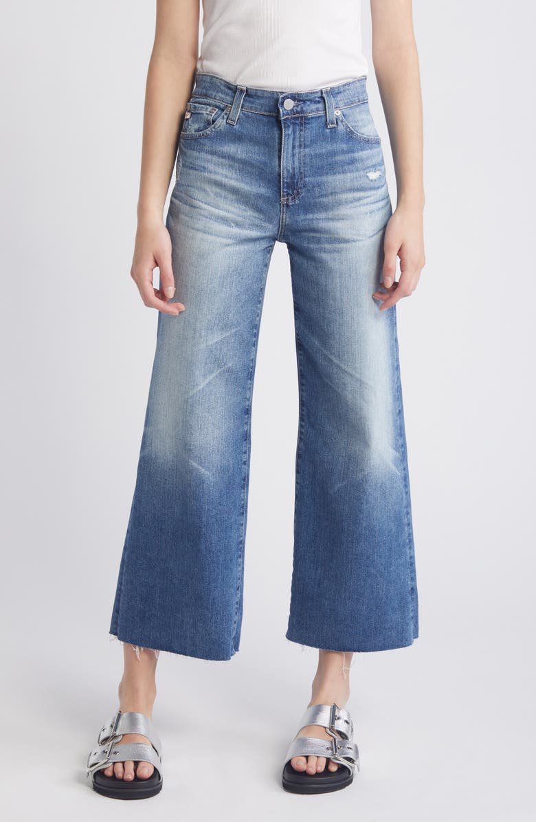 AG Saige Crop Raw Hem Wide Leg Jeans, Main, color, 17 Years Wilshire
