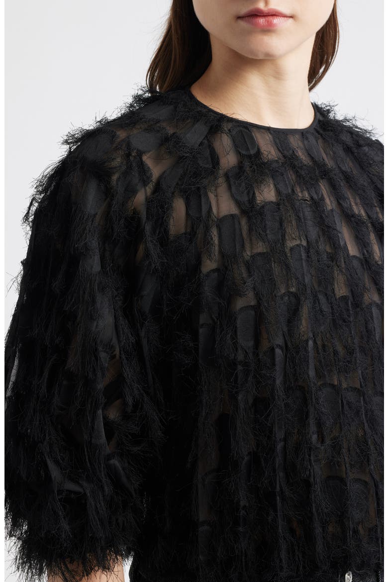 Baima Fray Texture Top, Alternate, color, BLACK