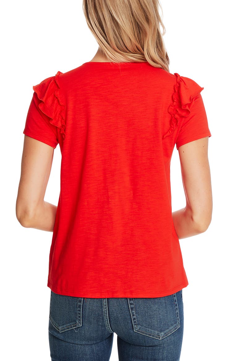 Double Ruffle Slub Jersey Tee, Alternate, color, CANDY APPLE