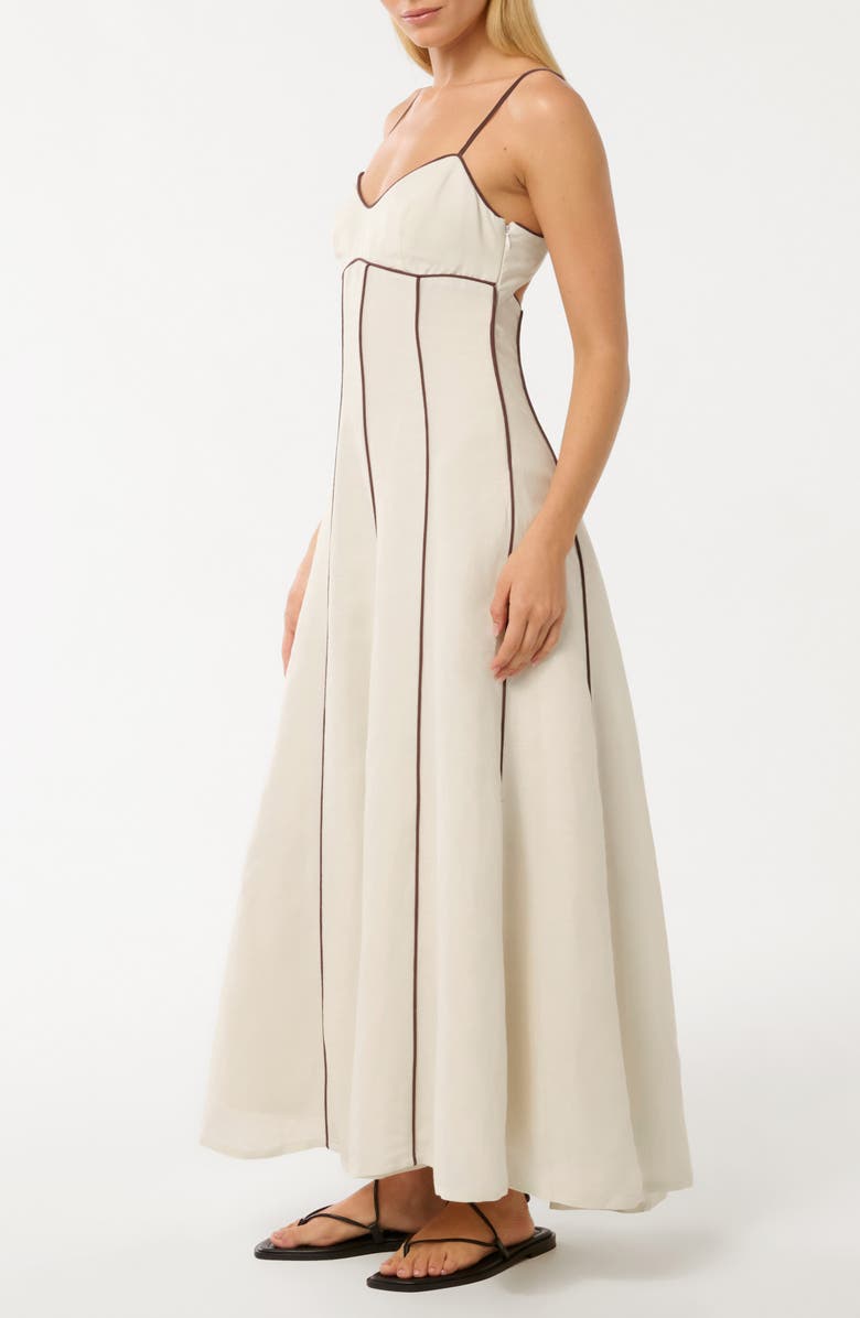 Ever New Roma Contrast Piping Midi Dress, Alternate, color, Porcelain/ Chocolate