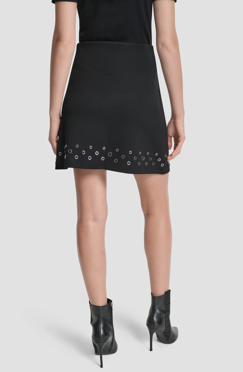 DKNY Grommet Trim Ponte Knit Miniskirt, Alternate, color, Black