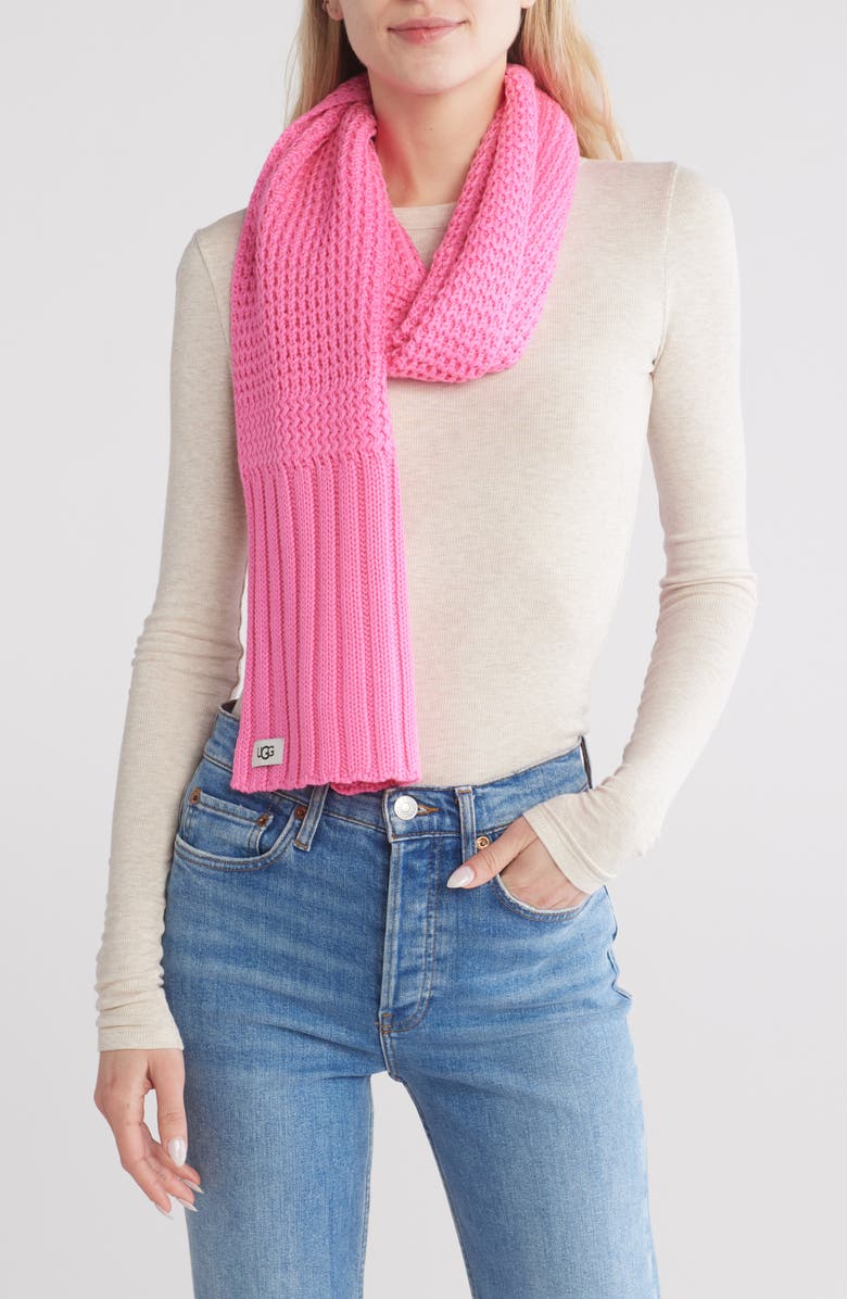 UGG<sup>®</sup> Textured Knit Scarf, Main, color, French Pink
