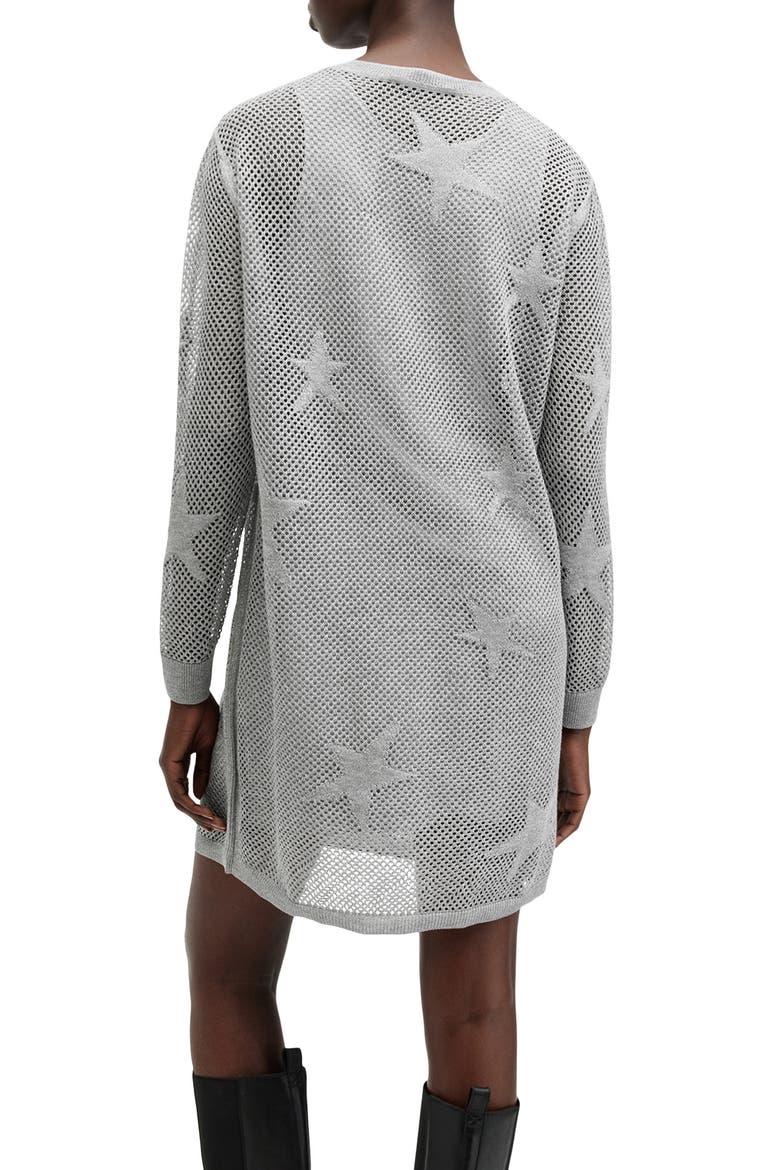 Seraph Star Long Sleeve Mesh Minidress, Alternate, color, SILVER BIRCH GREY