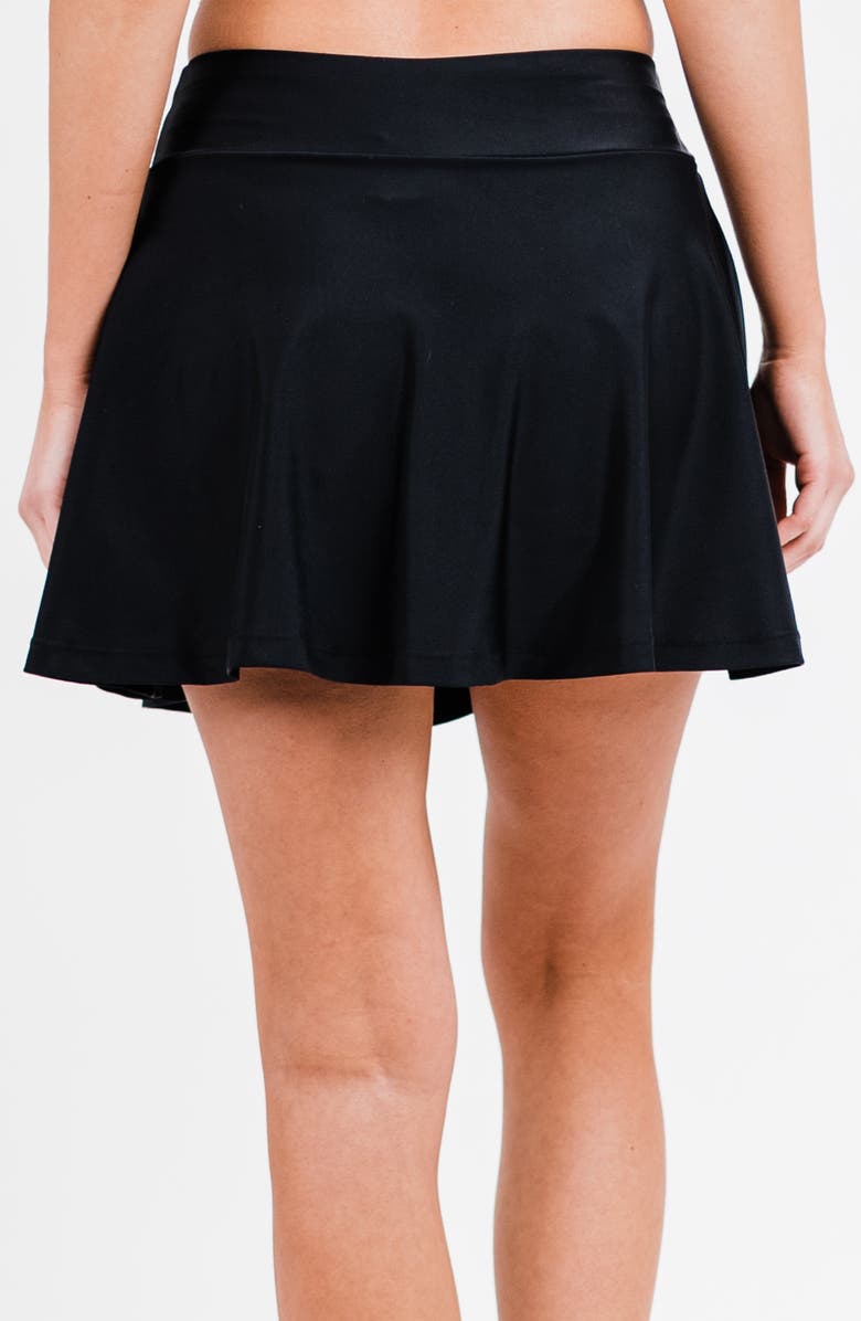 Calypsa Flowy Swim Skirt With Shorts, Alternate, color, Black