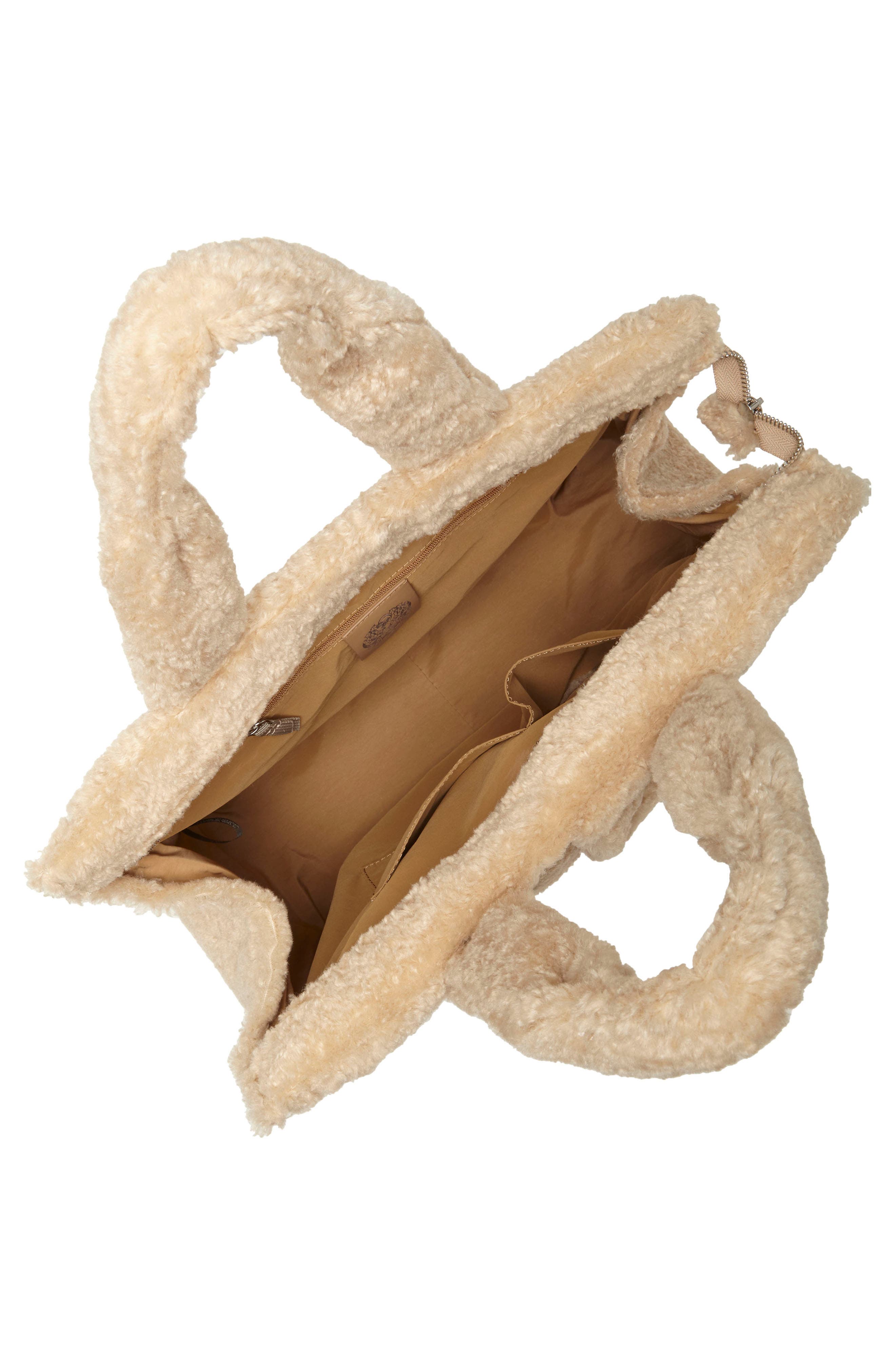 Orla Faux Shearling Tote, Alternate, color, NATURAL FAUX SHEARLING