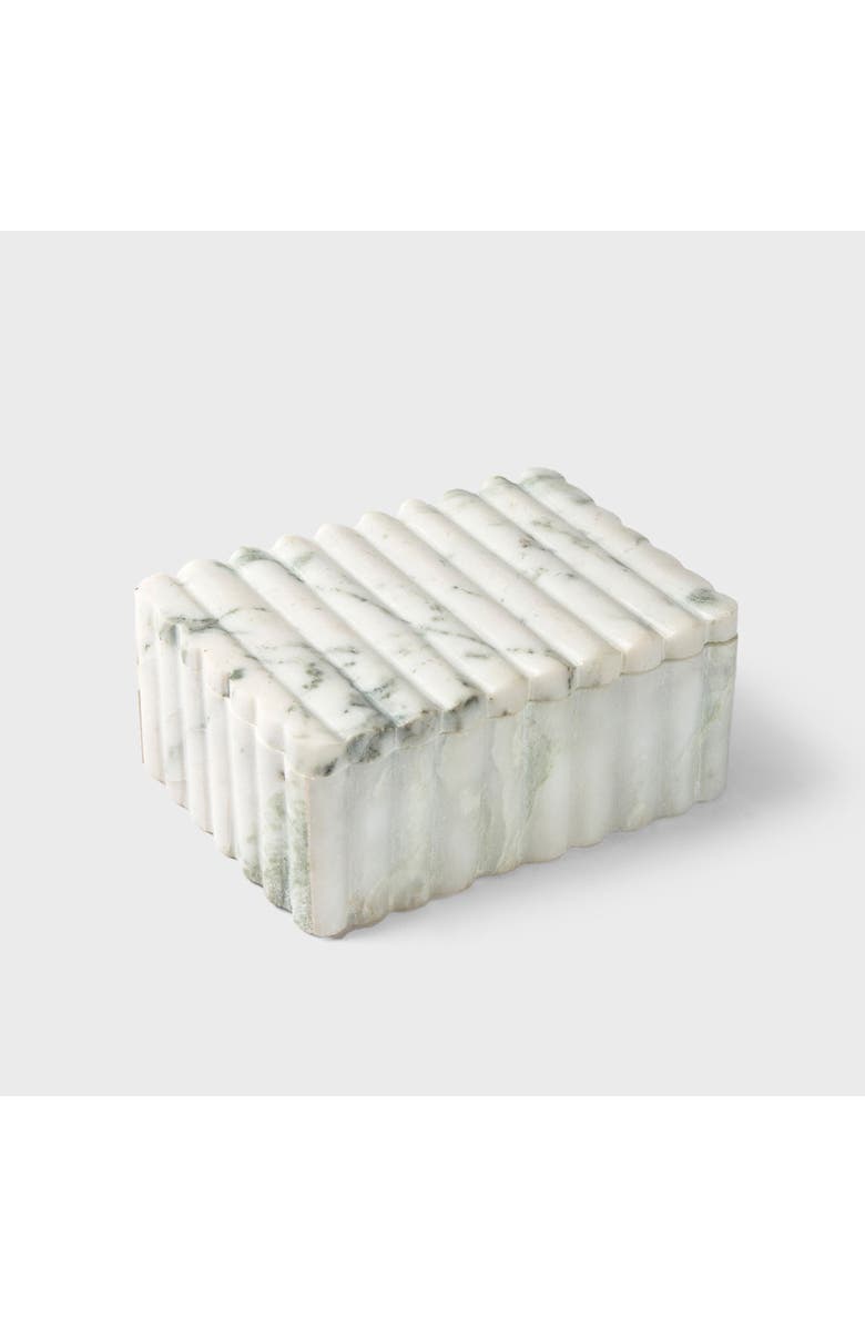 Mela Artisans Sculpted Marble Box, Alternate, color, White