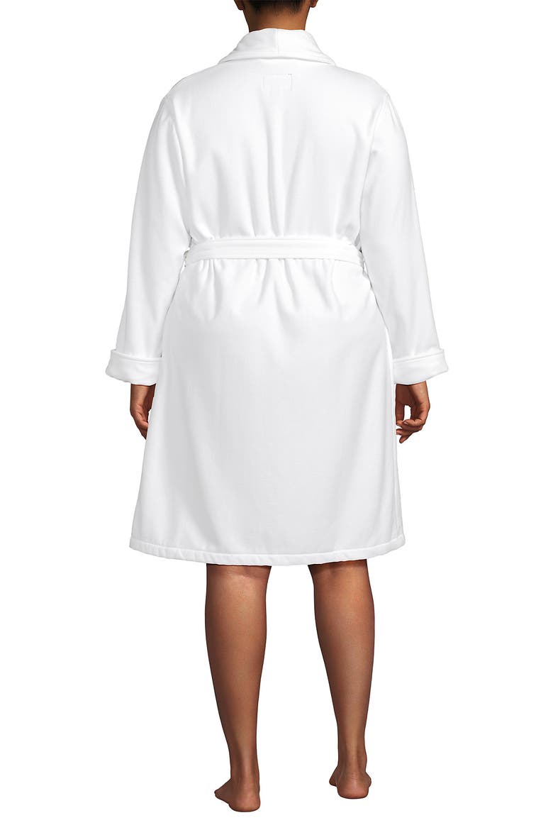 Plus Size Cotton Terry Knee Length Spa Bath Robe, Alternate, color, White