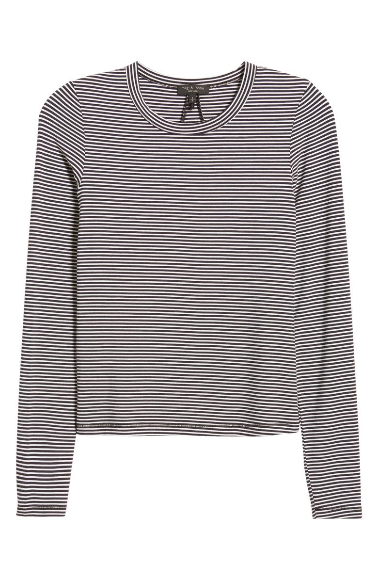 rag & bone Luca Stripe Long Sleeve T-Shirt, Alternate, color, Blackwhite