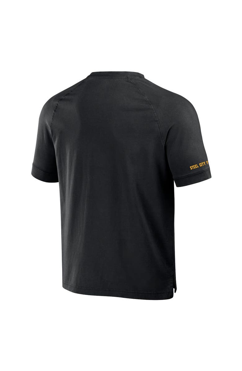 NFL X DARIUS RUCKER Men's NFL x Darius Rucker Collection by Fanatics Black Pittsburgh Steelers Washed Raglan Henley T-Shirt, Alternate, color, 