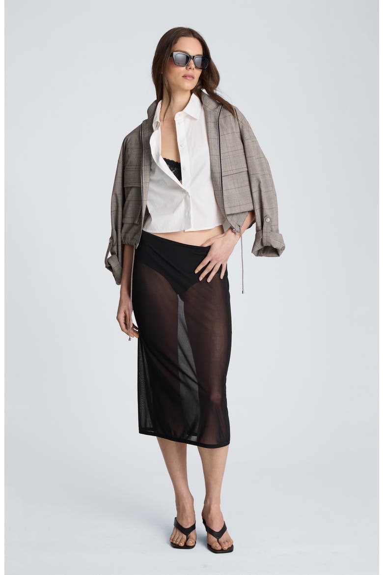 Mesh Midi Skirt, Alternate, color, BLACK