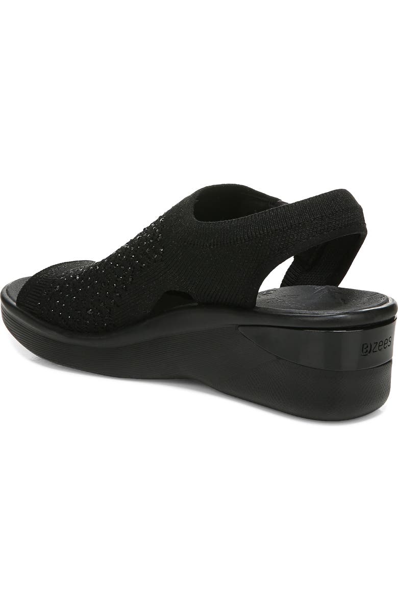 LifeStride Star Bright Knit Wedge Sandal, Alternate, color, Black / Black Engineered Knit