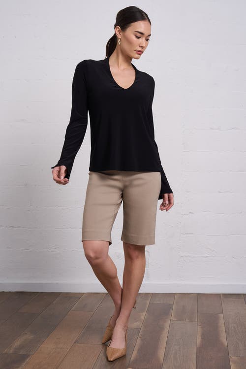 Franne Golde All-season Slim Stretch Bermuda Short In Brown