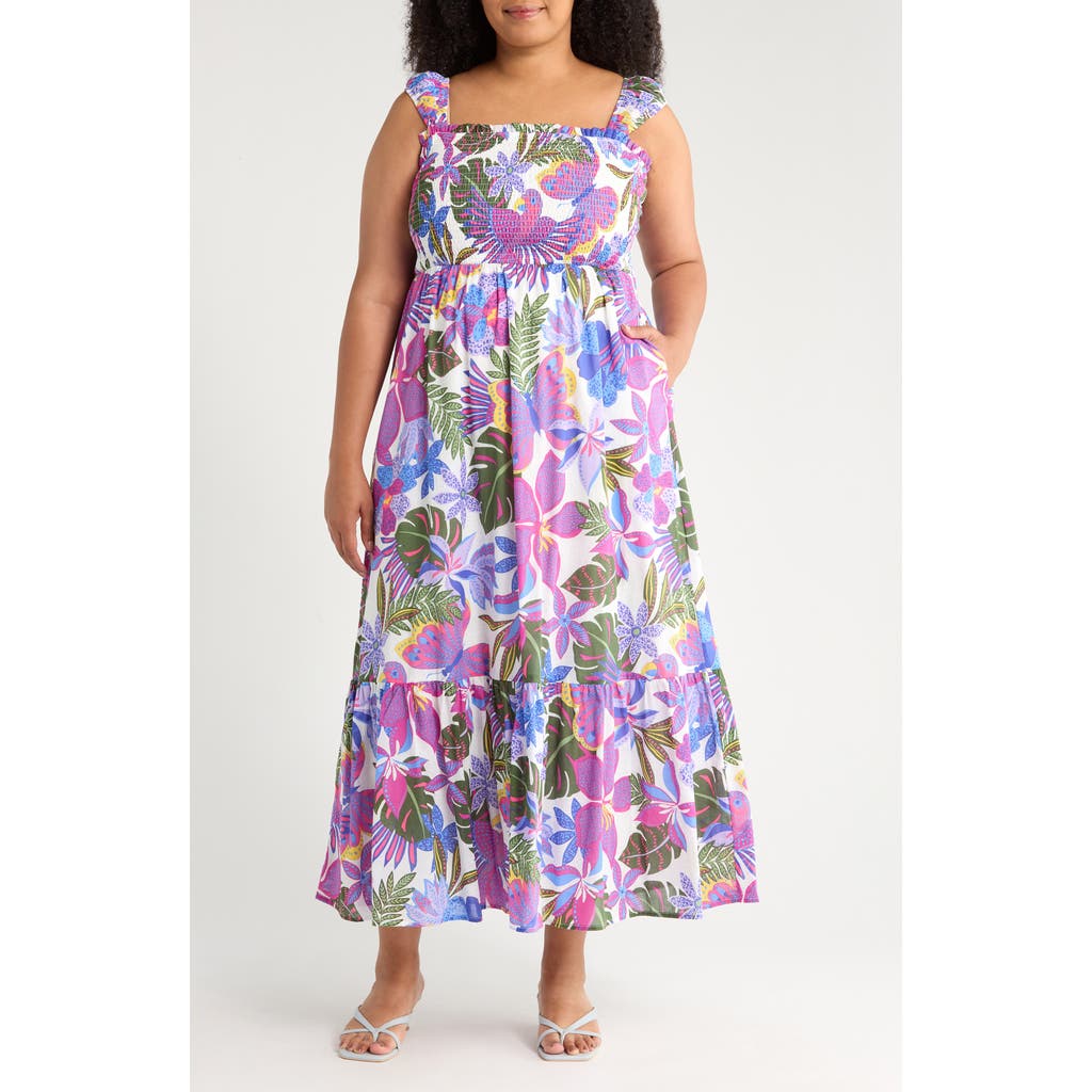 Sugarlips Evren Tropics Tayla Smocked Cotton Sundress In Animal Print