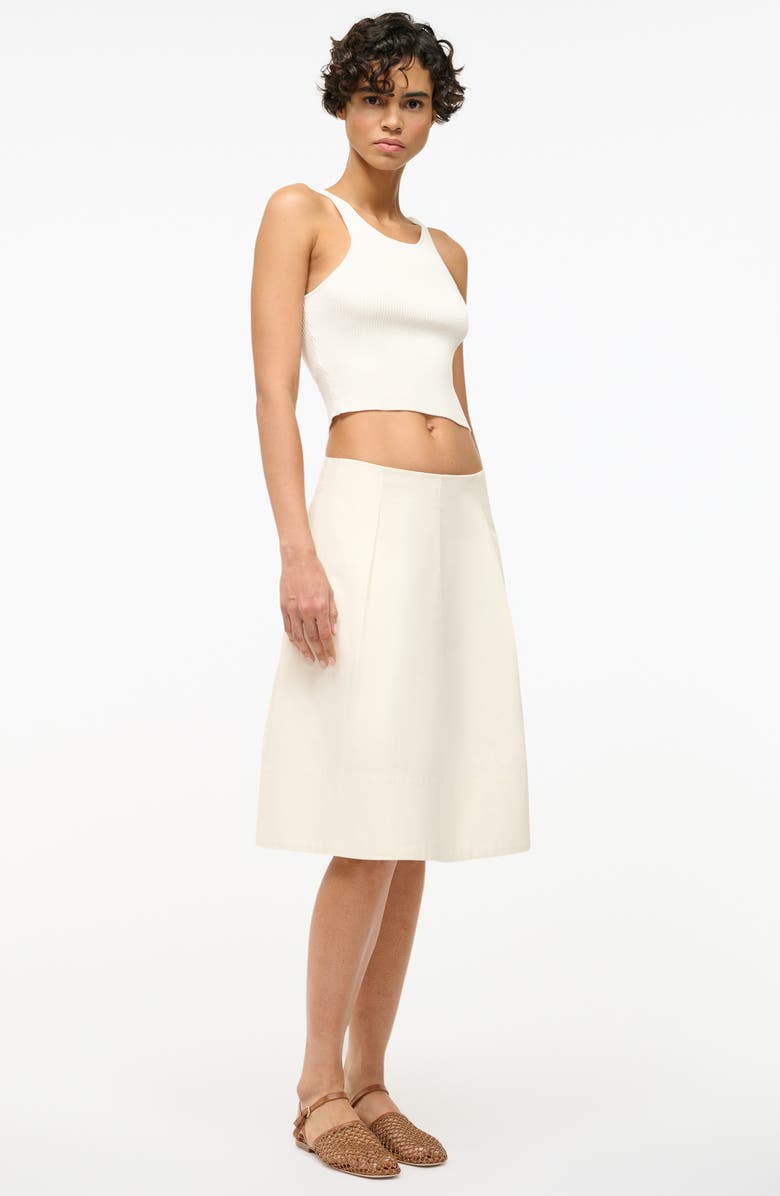 STAUD London Stretch Cotton Skirt, Alternate, color, Ivory