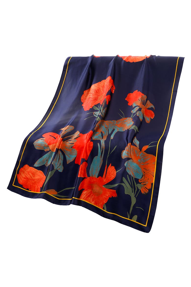Koi Pond Floral Scarf - Blue, Alternate, color, Blue