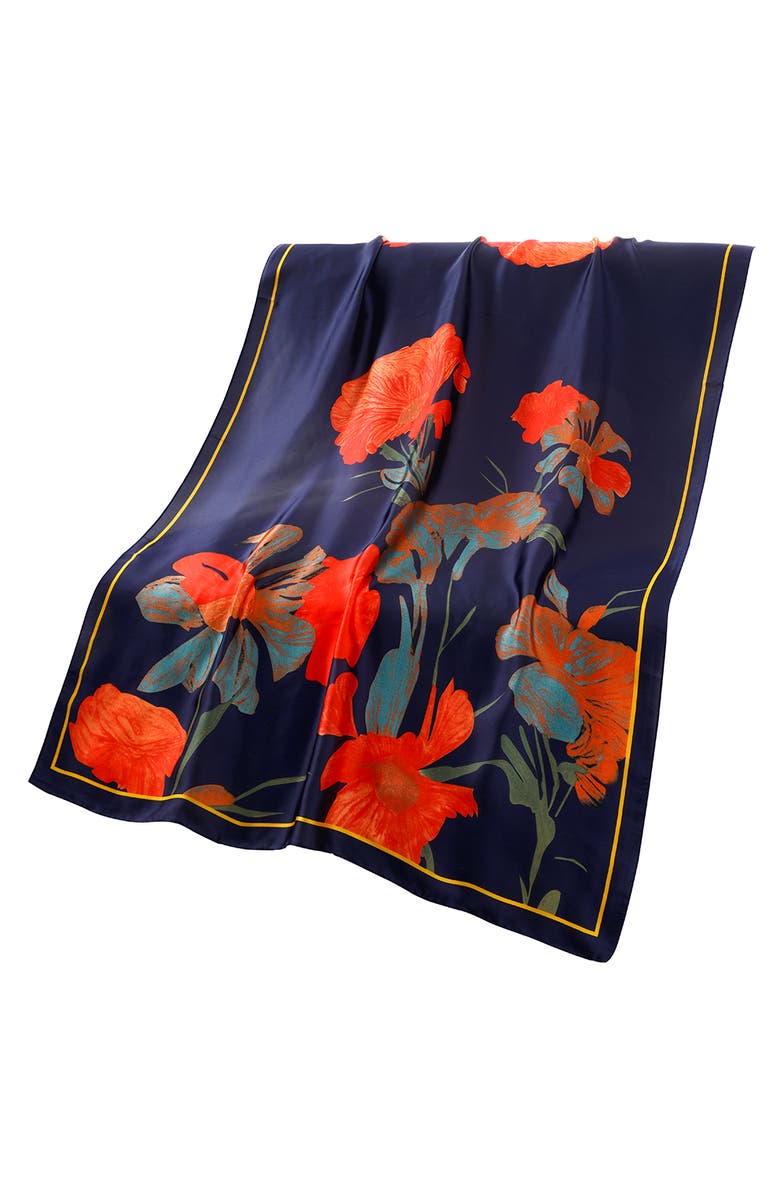 Youzey Koi Pond Floral Scarf - Blue, Alternate, color, Blue