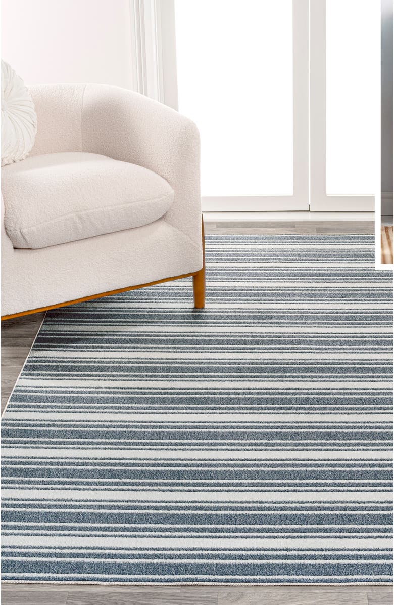 JONATHAN Y Fawning Two-Tone Striped Classic Low-Pile Machine-Washable Area Rug, Alternate, color, Cream/Dark Gray