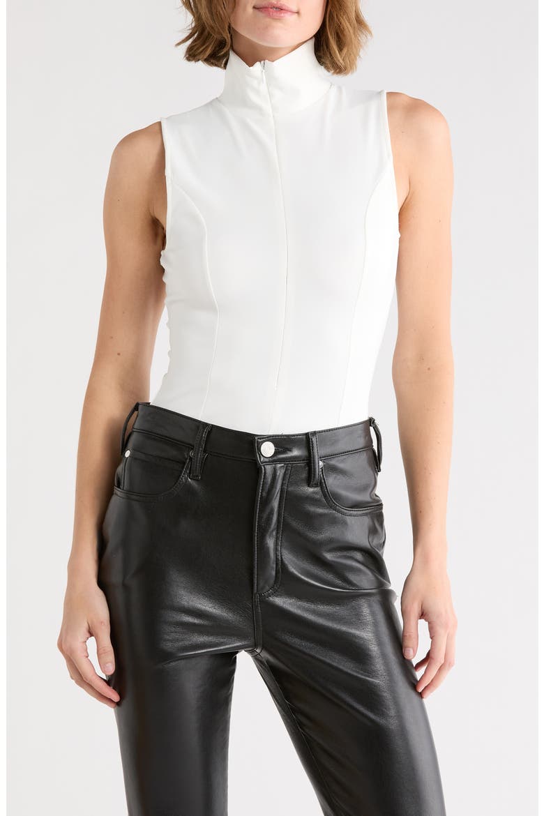 Stand Collar Sleeveless Scuba Bodysuit, Main, color, WHITE001