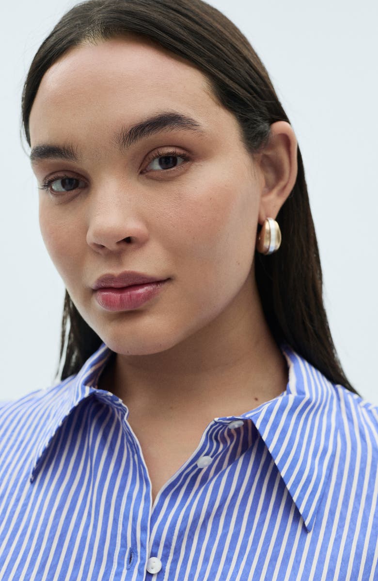 MANGO Stripe Straight Button-Up Shirt, Alternate, color, 