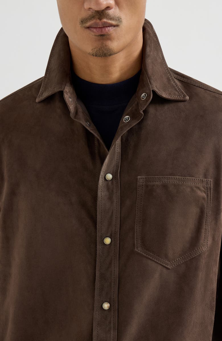 Brunello Cucinelli Suede overshirt, Alternate, color, Espresso
