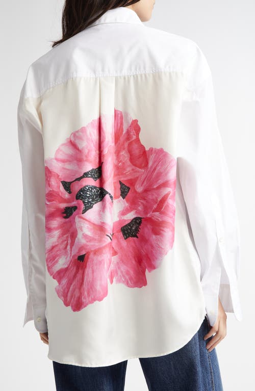 Stella Mccartney Poppy Back Mixed Media Button-up Shirt In White