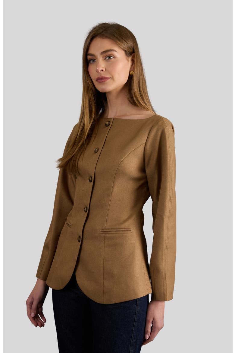 Bateau Neck Jacket, Alternate, color, CAMEL