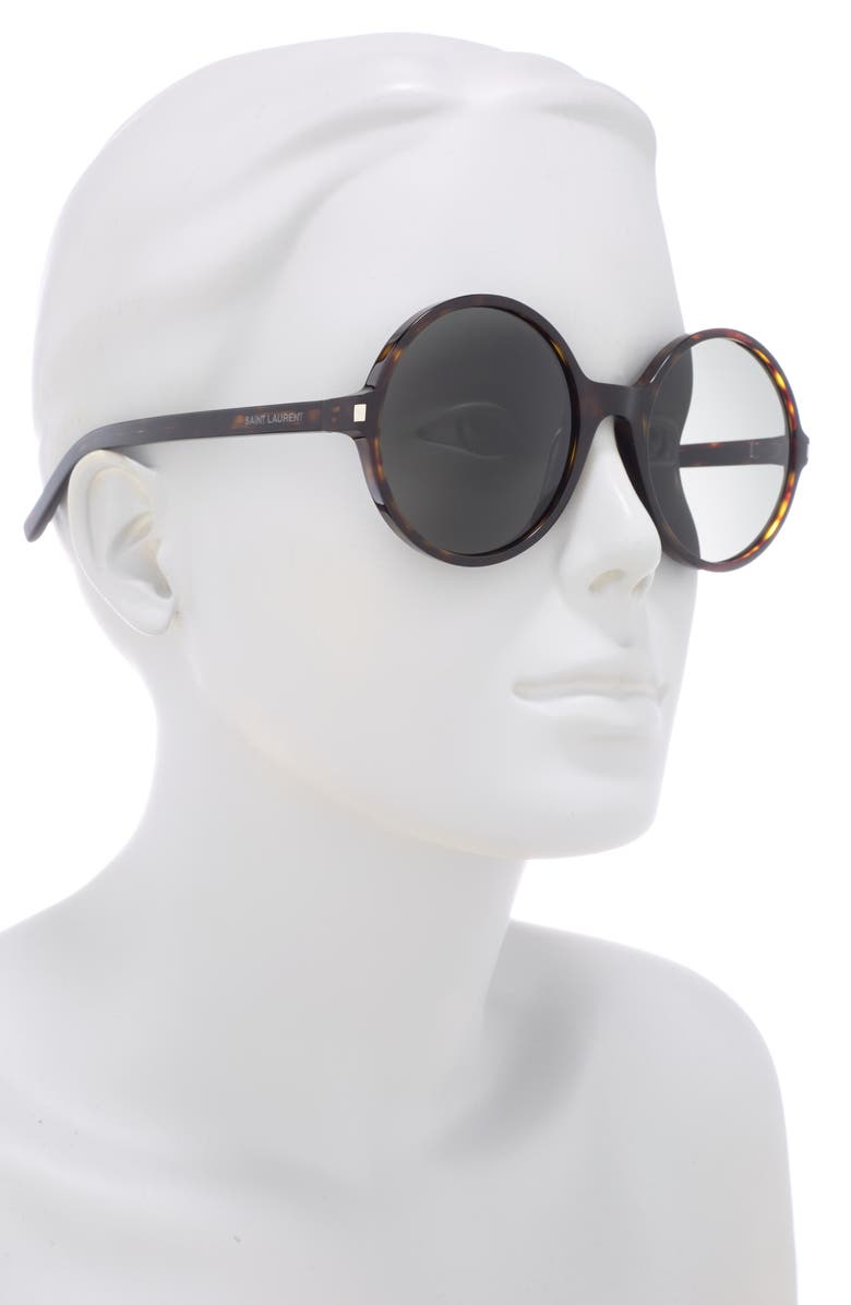 Saint Laurent 58mm Round Sunglasses, Alternate, color, Havana Havana Grey