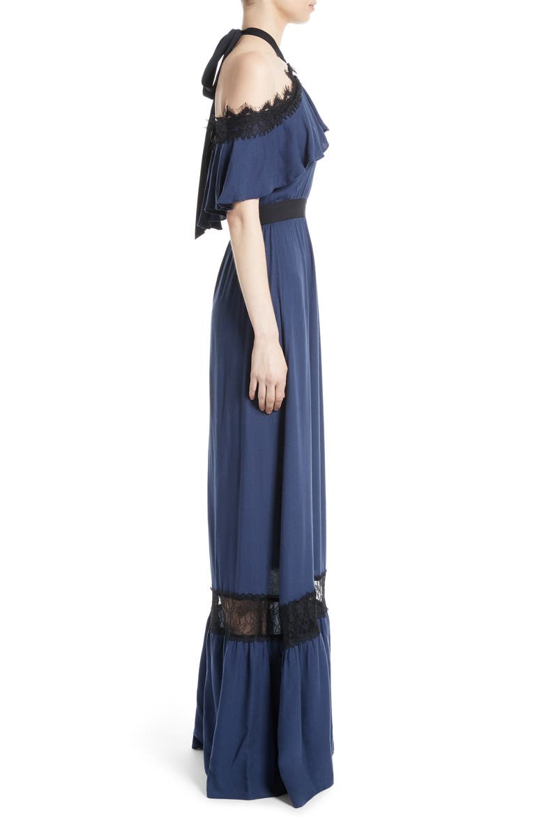 Mitsy Halter Maxi Dress, Alternate, color, INDIGO/ BLACK